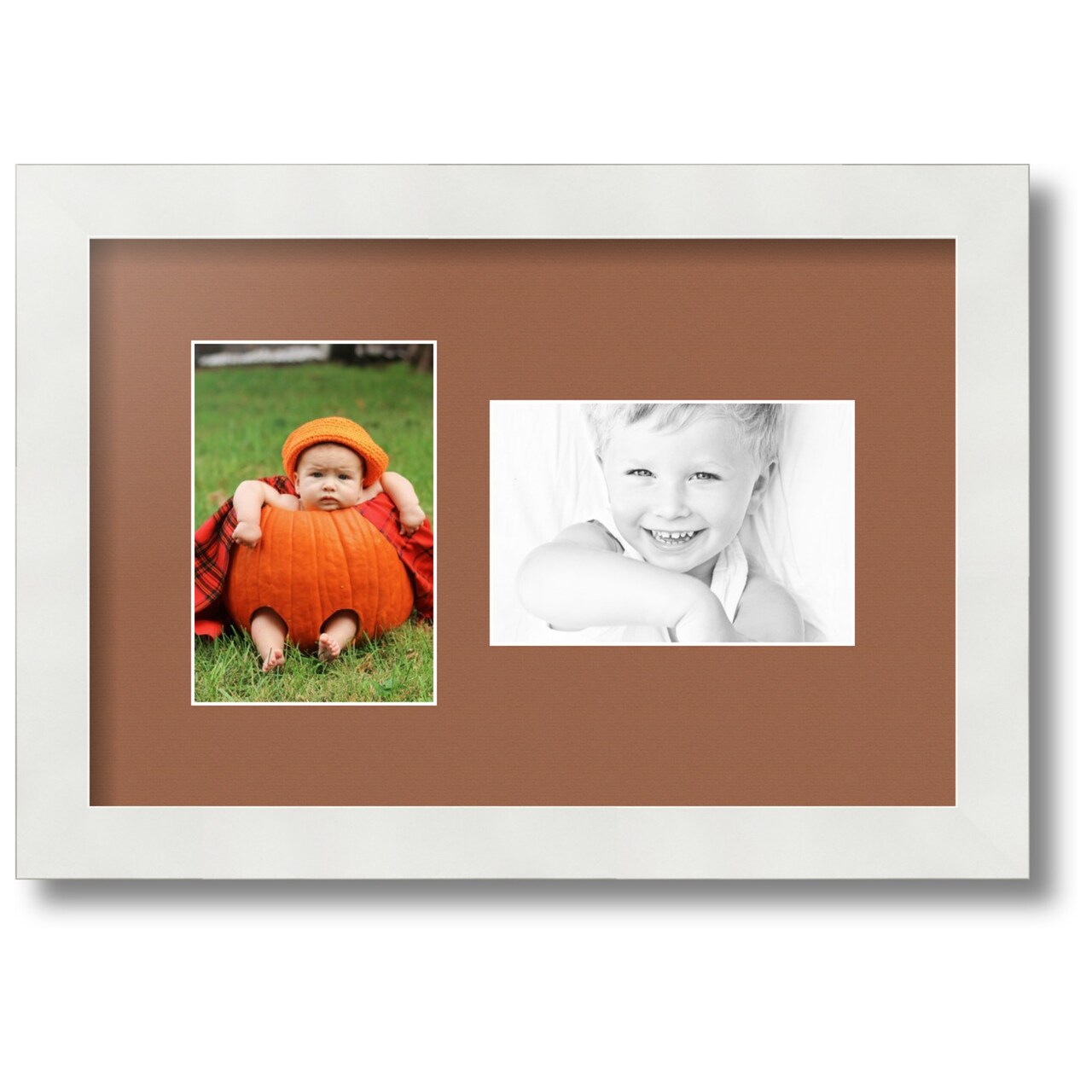 ArtToFrames Collage Photo Picture Frame with 2 - 4x6 inch Openings, Framed in White with Over 62 Mat Color Options and Regular Glass (CSM-3966-102)